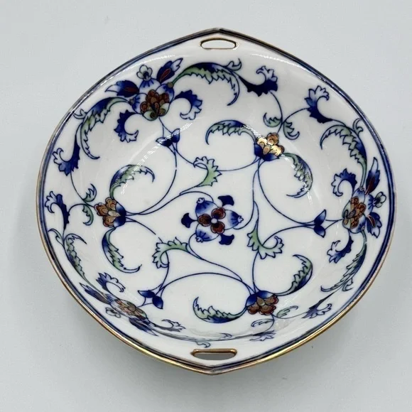 Antique Nippon Hand Painted Handled Vegetable Bowl with Gold Accents - Picture 3 of 7